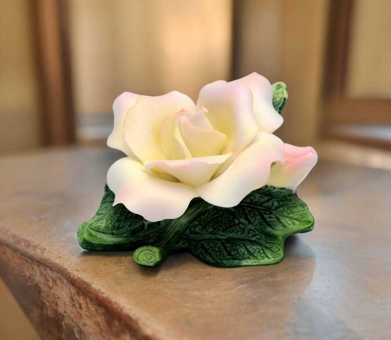 Ceramic Mini Peace Rose Flower Figurine, Home Decor, Gift for Her, Gift for Mom